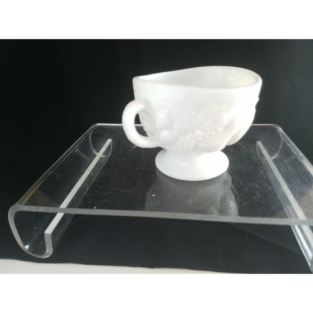 Vintage Milk Glass Harvest sugar bowl double handles no lid